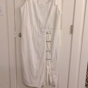 Venus Off White Sleeveless Dress with tie detail